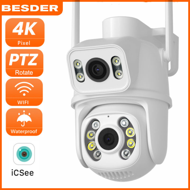 Besder 12mp 8mp 4k Ptz Wifi Camera Dual Lens With Dual Screen Ip Camera 