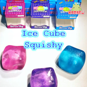 Ice Cube Squishy 6cm Stress Relief Toy Transparent with Glitter Toys & Games Novelty & Gag Toys Sensory Toys Slime & Squishy Toys