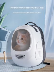 Cat Bag Outdoor Portable Cat Backpack Smart Pet Diaper Bag Cat Cage Space Capsule Backpack Breathable Large Capacity Satchel