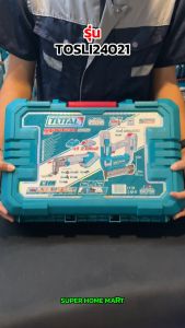 Total เครื่องยิงตะปู ขาเดี่ยว ไร้สาย 20 โวลท์ + เครื่องตัด ขัด อเนกประสงค์ ไร้สาย 20 โวลท์ ( แบต 2 ก้อน + แท่นชาร์จ ) รุ่น TOSLI24021 ( Combo Set )