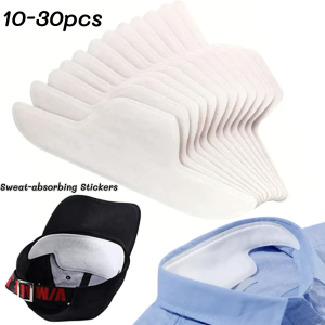 10-30pc Hats Sweat Absorbing Pads Non-woven Clothing Collars Stickers Moisture-Wicking Adhesive Liners Strips for Caps Shoes
