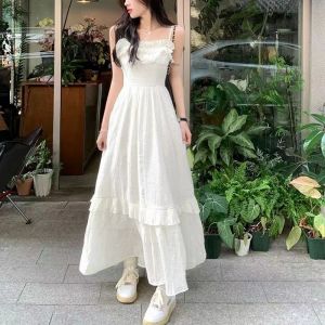 Váy Dài Không Tay Chiffon Kiểu Pháp Thanh Lịch Mùa Hè 2025 Mới Thiết Kế Eo Cao Thon Gọn Váy Dài Đi Biển Cho Nữ