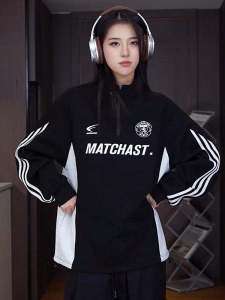 Áo Nỉ Cổ Đứng Có Khóa Kéo Rộng Rãi Thời Trang Mùa Xuân Thu Cho Nam Và Nữ Phong Cách Đại Học Dài Tay Áo Hoodie Thường Ngày Chống Nhăn