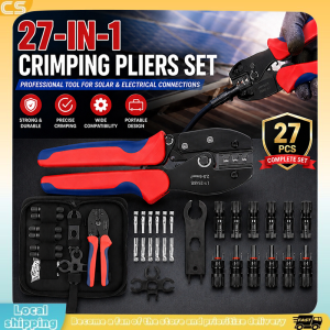 27PCS MC4 Solar Crimping Tool Kit for 2.5-6.0mm²/AWG26-10 Solar Panel PV Cable with Male Female MC4 Solar Panel Cable Connectors