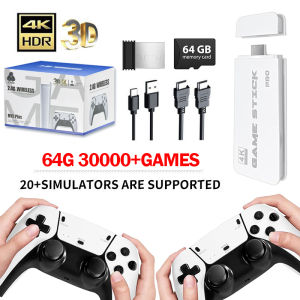 M15 4K TV Game Stick 64GB Built-in 30000+ Retro Games Console with Wireless Gamepads Supports 20+ Simulators for HD TV Gaming