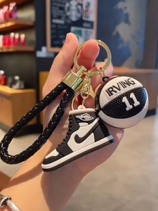 Creative Simulation Basketball Shoes Keychain/Soft Rubber Unique Pendant/Couple Car Bag Key Chain/Exquisite Gift Idea