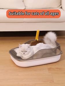 Extra Large Cat Litter Box with Scoop - Premium Thick Material Durability and Easy Cleaning Kitty Toilet Anti Splash