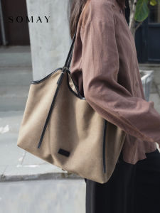 Womens Large Capacity Shoulder Bag Versatile Autumn Winter Tote Bag Magnetic Buckle Closure Commuting Hobo Bag Soft Leather