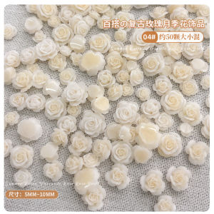 Chinese Rose Rose Nail Ornament Size Mixed Blooming Retro Resin Carving Internet Hot Gradient Camellia