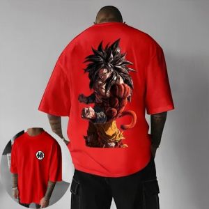 Bandai | Dragon Ball Summer Mens T-Shirt Japanese Anime Son Goku Autumn Inside Boy Childrens Parent-Child Print Trend Short Sleeve