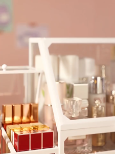 【SG Stock】Makeup Storage Box Tempered Glass High-end Transparent Desktop Skin Care Mini Storage Cabinet