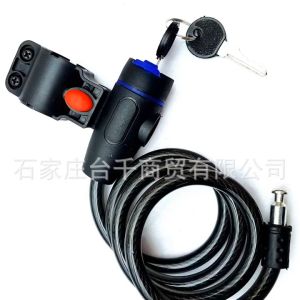 BISA COD - PROMO - Gembok kunci sepeda anti maling cable coil lock stainless stell TY588YZ - black
