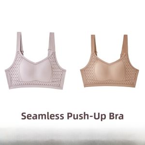 miiow | Wireless Thin Bra Womens Gather Anti-Sagging Auxiliary Breast Collection Small Chest Illusion Full Cup Nylon V-Neck Back Beauty