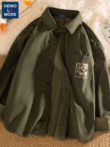 Genio Lamode New Chinese Style Long Sleeve Shirt Mens Corduroy Spring Autumn Back to School Fashion Casual Loose Fit Polyester Fiber