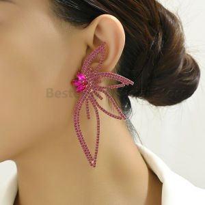 Fashion Design Flowers Wings Shape Exaggerated Stud Earrings For Women Europe America Popular Luxury Elegant Jewelry Accessories