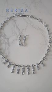 Neriza Jewelry/ชุดเครื่องประดับเจ้าสาวเพชรเกรดท๊อปงานจิวเวลรี่ประกายไฟเทียบเท่าเพชรแท้ จัดส่งพร้อมกล่อง NSW073