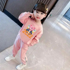 Spring Fashionable Long Sleeve Two-Piece Set for Girls Baby Cotton Mix Fabric Casual Style Print Pattern Spring Autumn Wear