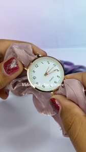 Jam Tangan Wanita New Model Tali Ikat Rambut Bunga Daisy Quartz Fashion Import Korea Dial Stainless Steel Titanium Anti Karat Kaca Tebal Anti Pecah Aksesoris Arloji Women Watches Premium Original Cewek Kekinian -JW2