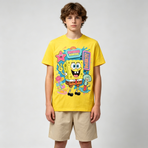 Hot Toys | New Summer SpongeBob SquarePants Cartoon 3D Style Men Women Tee Adults Children Boy Gril Top Kids Parent Child Quick dry Tshirt