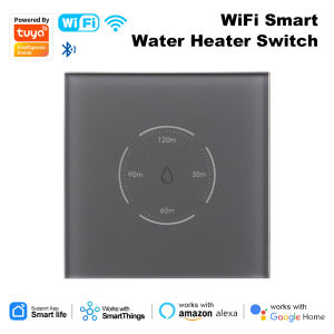 Tuya WiFi Smart EU Boiler Switch 40A EU Standard Smart Water Heater Touch Switch With Countdown Function For Alexa Google Home