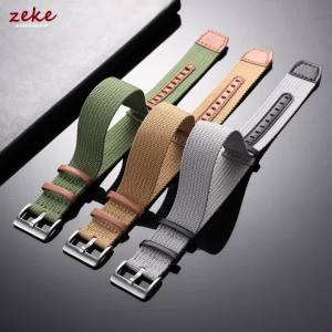 Ribbed Nylon Leather Watch Strap 20mm 22mm for Hamilton Khaki Field for Men Sports Watchband Soft Green Black Grey Blue Bracelet