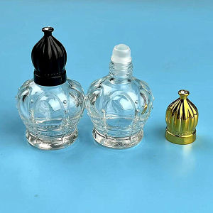 15ml Clear Glass Roll On Essential Oil Empty Perfume Bottle Roller Ball Crown Shape Bottle For Travel