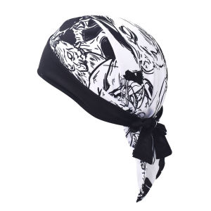 Retro Outdoor Sports Cycling Pirate Hat Skull Checkered Print Street Style HeadscarfBreathable UV Protection Mens Fashion Cap