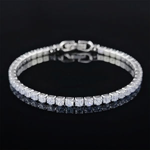 2024 New Arrival  Luxury Round silver color on hand Bracelet Bangle For Women Anniversary Gift Jewelry Bulk Sell S5650