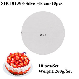 Silvery Coated Round Cake Board Diameter 10-33CM Available Circle Cardboard Base Dessert Tray Mousse Cake Decorating Supplies