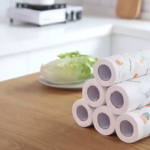 SKU113 - Cuộn Khăn Lau Màu Trắng Đa Năng Nhà Bếp Dùng Lại Nhiều Lần Họa Tiết Hoa Lá Cành 25CM