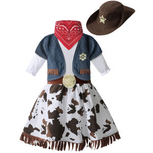 Christmas gifts Cowgirl Halloween Costume for Girls Toddler Western Fancy Dress Outfit  Newborn Baby Carnival Skirt Infant Party Clothes 5PCS