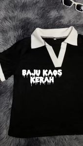 CB BJ1245 Baju Atasan Kaos Lengan Pendek Model Kerah V CropTop Wanita Fashion korean