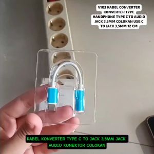 V103 CONVERTER KONVERTER TIPE HANDPHONE TYPE C TO AUDIO JACK 3.5MM CONECTOR KONEKTOR COLOKAN 35 Ka