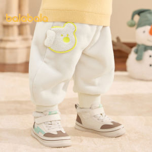 Balabala กางเกงเด็กขนแกะ Celana Motif Pisang กางเกงขายาวเด็ก2024ใหม่สำหรับฤดูหนาว