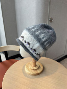 Warm Knitted Hat Womens Autumn Winter Vintage Cuffed Ear Protection Thickened Tassel Cap Fair Island Floral Pattern Hat