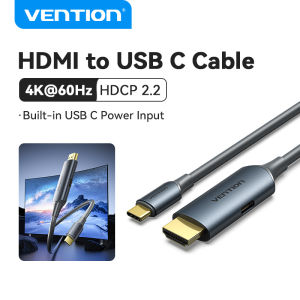 Vention HDMI to USB C Cable 4K 60Hz HD Cord with Power Supply for Xbox Compter Laptop PS4 5 Steam Deck Switch Monitor VR AR Glasses Portable Monitor HDMI Male to USB C Male Cable