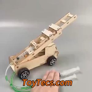 DIY ไม้การทดลองวิทยาศาสตร์ของเล่นเด็ก การเรียนรู้ของเล่นสำหรับเด็กการเรียนการสอน ตัวต่อไม้ 3มิติ รถดับเพลิง