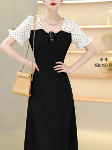 Váy Ngắn Tay Màu Đen Mùa Hè Mới Phong Cách Đơn Giản Đa Năng Váy Chữ a Cạp Cao Thường Ngày Mùa Hè 2025 Không Thương Hiệu