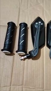 Spion model tanduk segi +grip sisik set Jalu stang CNC universal Mio j NMAX pcx Vario Scoopy Lexy aerox dll