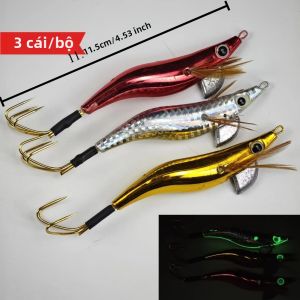 Ackibbik 3 Bộ Mồi Câu Tôm Bằng Gỗ Mực Jig Mực Nang Bạch Tuộc Dụ Cho Biển Và Đại Dương Câu Cá Trên Bãi Biển Với Tính Năng Dạ Quang