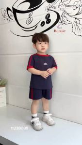 BE136 Bộ áo thun cộc tay quần đùi BERNIE quần áo bé trai phong cách thể thao