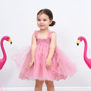 Baby Girl Dress Tulle Butterfly Toddler Girls Princess Tutu Floral Dresses Sleeveless Wedding Party Birthday Dress for 1-7 Years