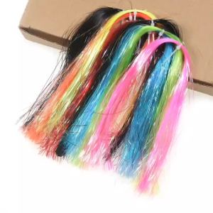 1/69" 0.4mm UV Ice Wing Flat Tinsel Crystal Grizzly Barred Flashabou Fly Tying Materials for Streamers Nymphs Jigs