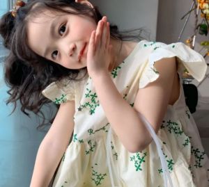 KYII Girl Dress New Sleeveless Summer Baby Chic Children Round-neck Dress kyii0067