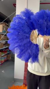 1/2pcs Ostrich Feather Fan Large Fluffy Grey Hand Fan Burlesque Wedding Stage Dance Carnival Party Performance Supplies
