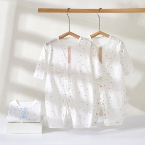 Pure Cotton Summer Thin Long Sleeve Romper Suit for Babies 0-2 Years Old Boys Girls Childrens Overalls Casual Style A-Class Safety