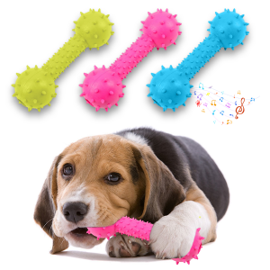 1PC Dog Dental Chew Toys with Bell Natural Rubber Teething Bone for Small Medium Dogs Teeth Cleaning & Training Toy