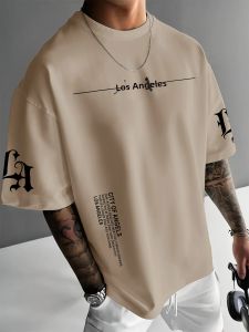 Áo Thun Nam Mùa Hè Thời Trang Đơn Giản In Chữ Chất Liệu Polyester Cổ Tròn Thoáng Khí Kiểu Dáng Dệt Kim