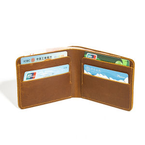 MISTLETOE Pure Cow Genuine Leather Wallet for Men Original Credit Card Holder Simple Design Money Clip Mini Slim Gift Wallet 100% Handmade