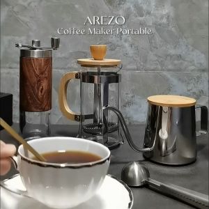 Teko Seduh Kopi Kaca Press Coffe Maker Pembuat Kopi Manual Teko Saji Arezo